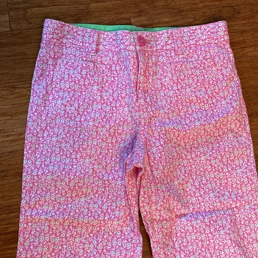 Lilly Pulitzer Pink Floral Capri - girls - size 8 - adjustable waist - like new